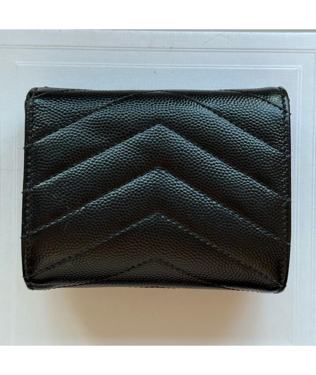 SAINT LAURENT Черный кожаный кошелек, фото 3