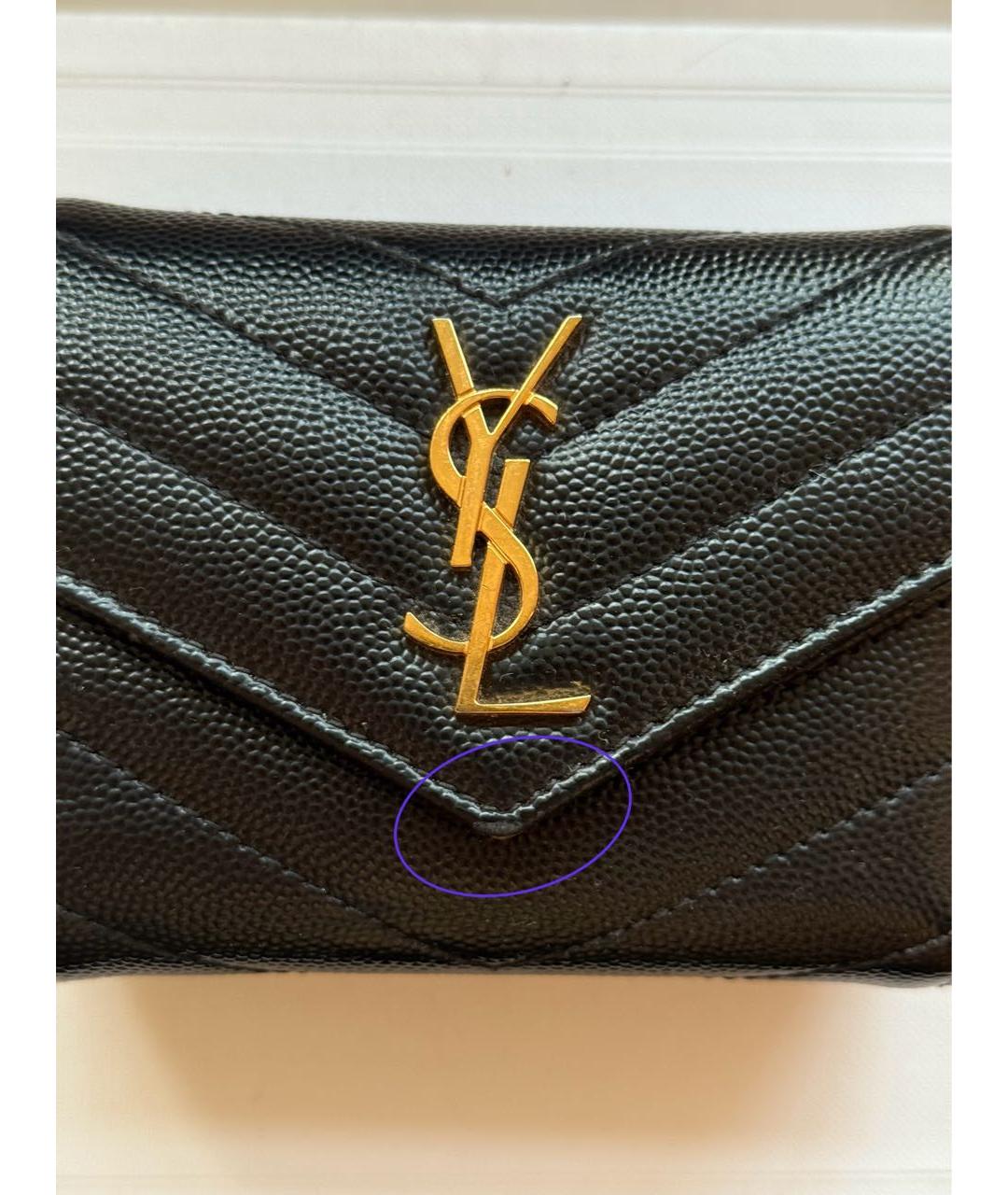 SAINT LAURENT Черный кожаный кошелек, фото 5