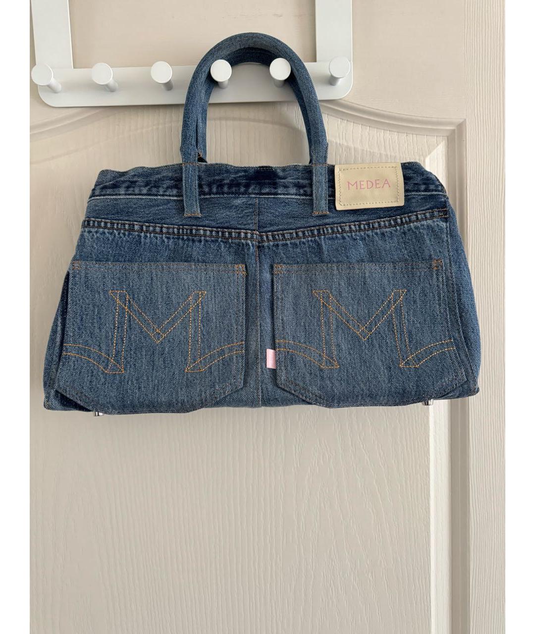 MEDEA Темно-синяя деним сумка с короткими ручками, фото 5