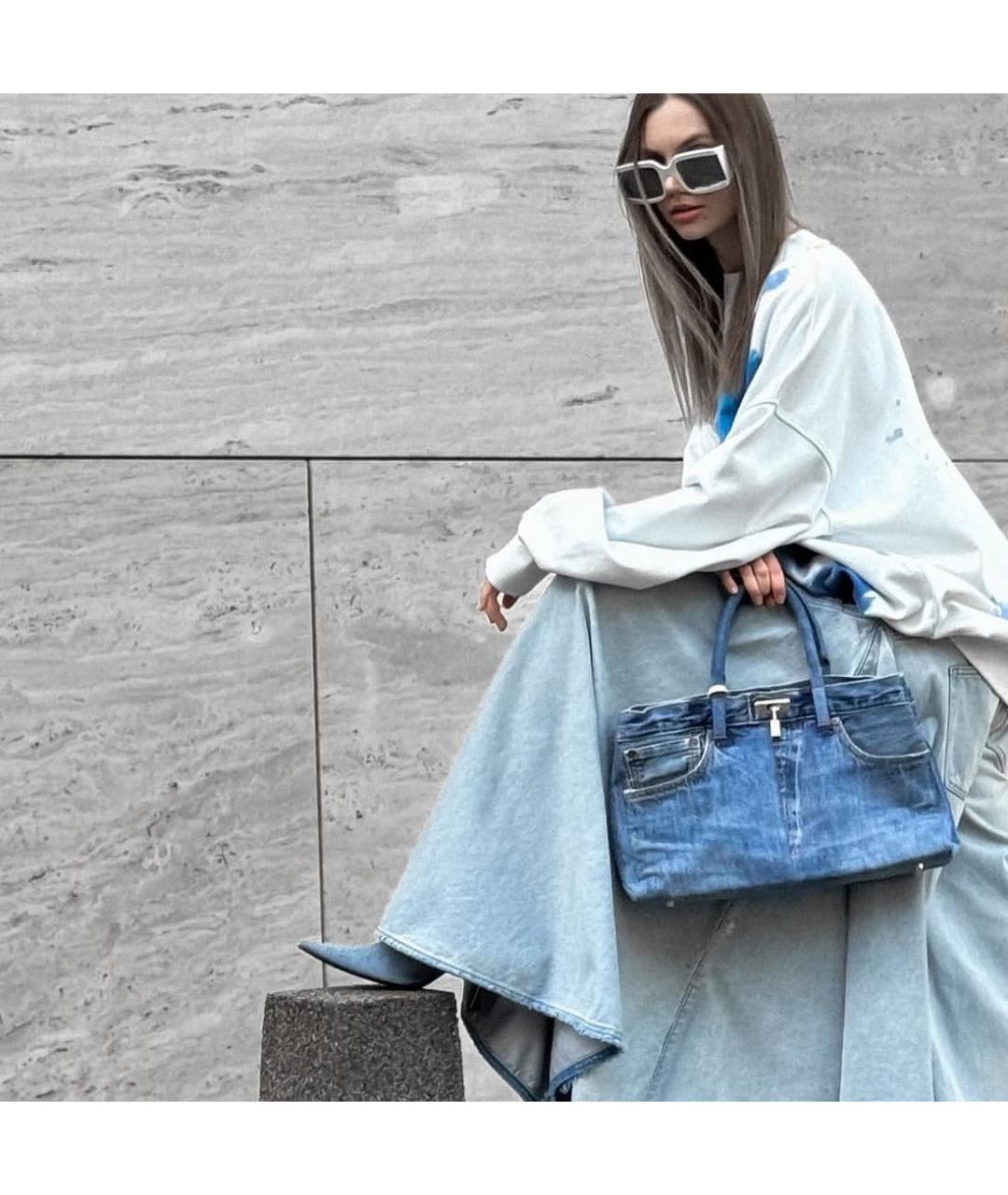 MEDEA Темно-синяя деним сумка с короткими ручками, фото 8