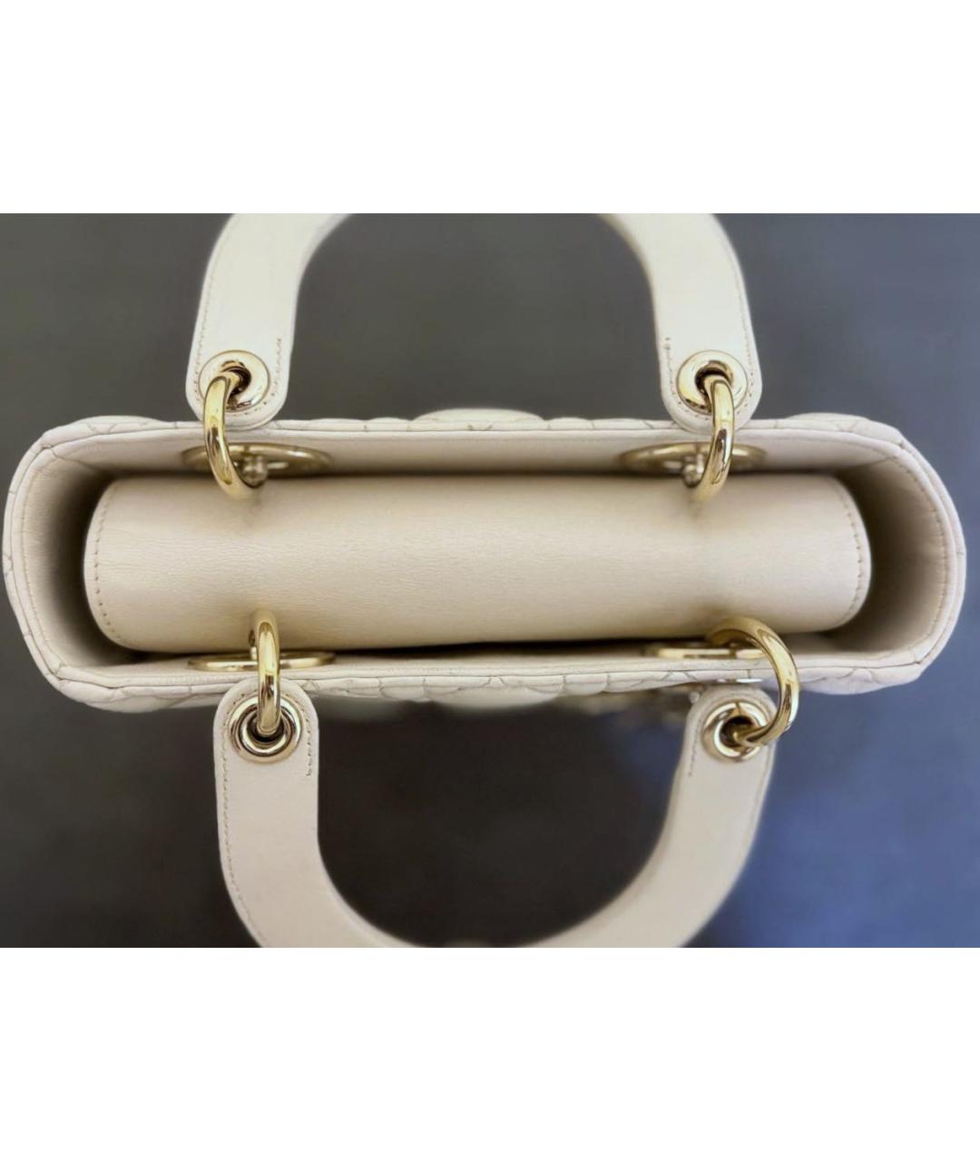CHRISTIAN DIOR Белая кожаная сумка с короткими ручками, фото 7
