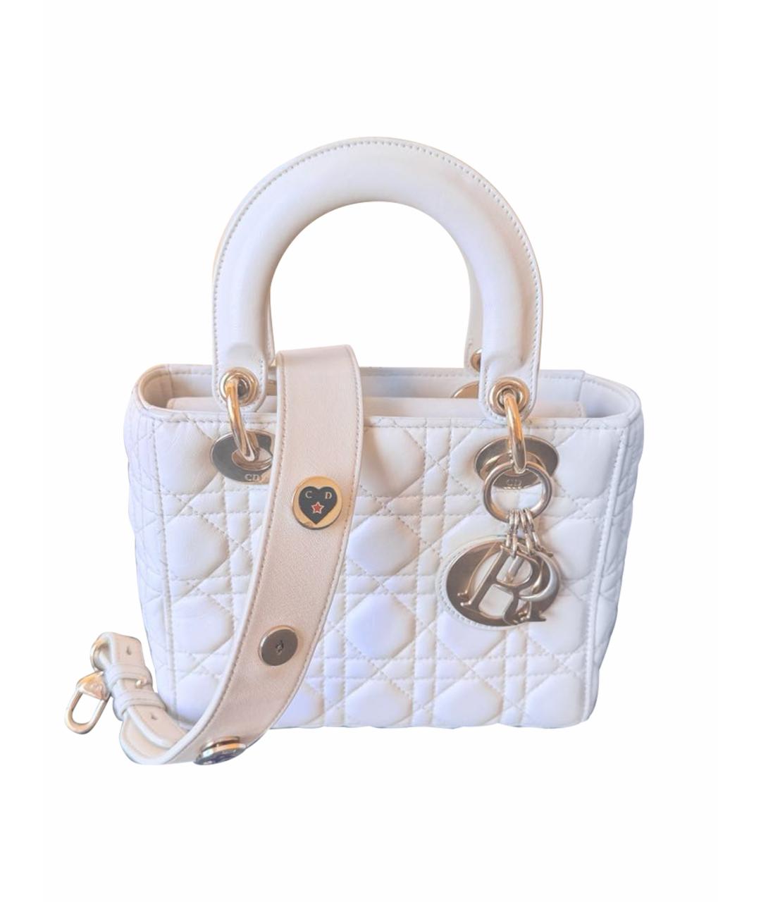 CHRISTIAN DIOR Белая кожаная сумка с короткими ручками, фото 1