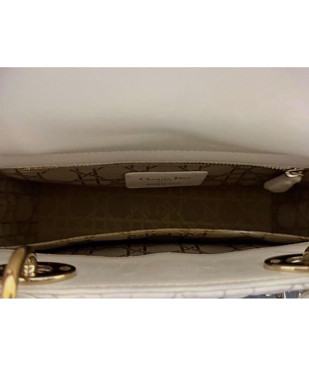 CHRISTIAN DIOR Белая кожаная сумка с короткими ручками, фото 4