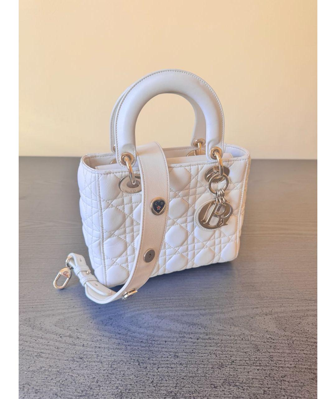 CHRISTIAN DIOR Белая кожаная сумка с короткими ручками, фото 2