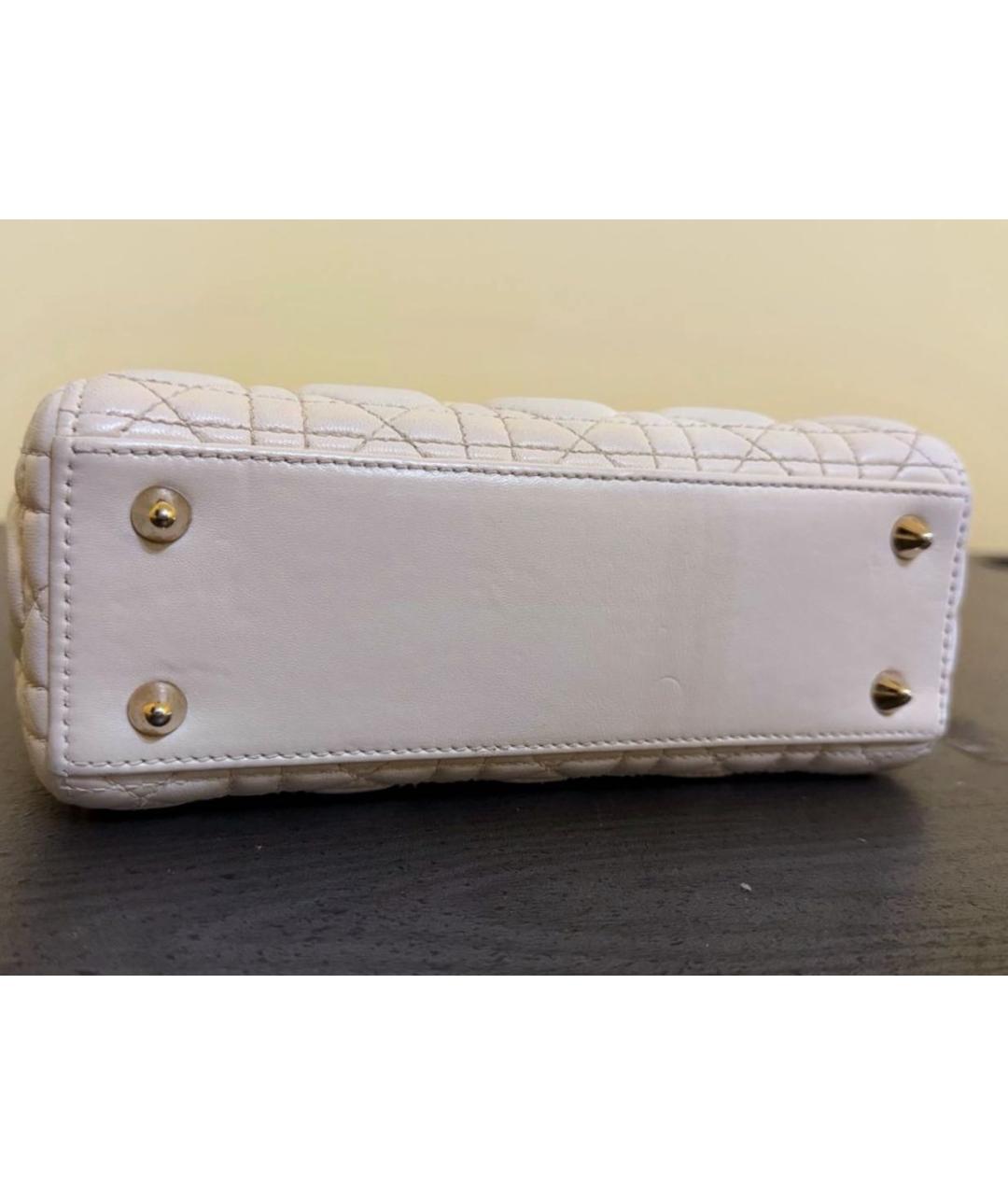 CHRISTIAN DIOR Белая кожаная сумка с короткими ручками, фото 6