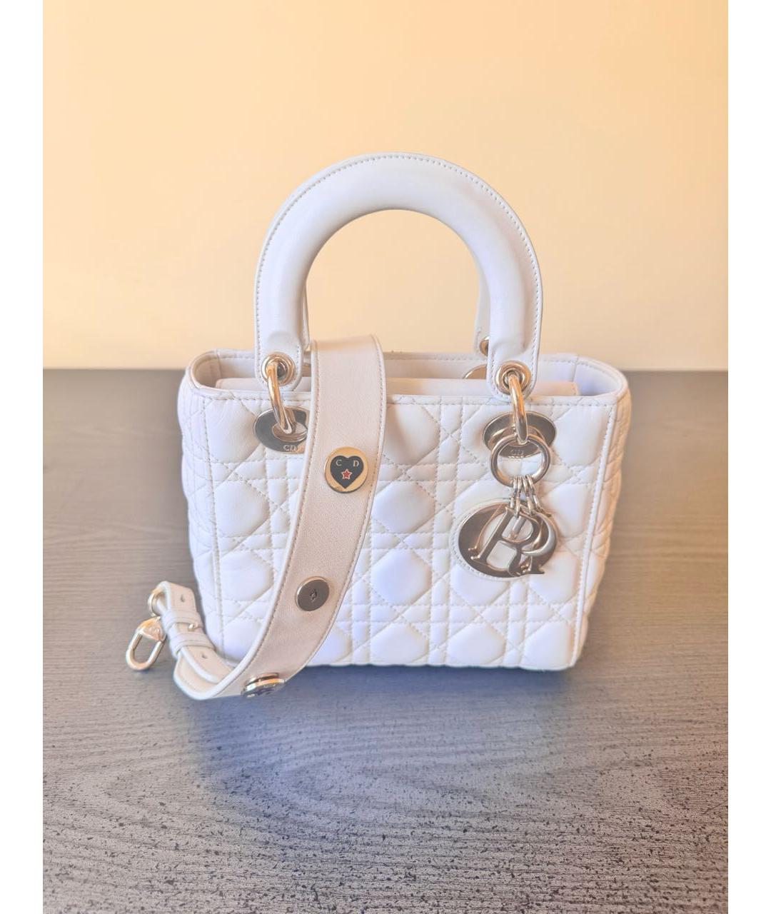 CHRISTIAN DIOR Белая кожаная сумка с короткими ручками, фото 9