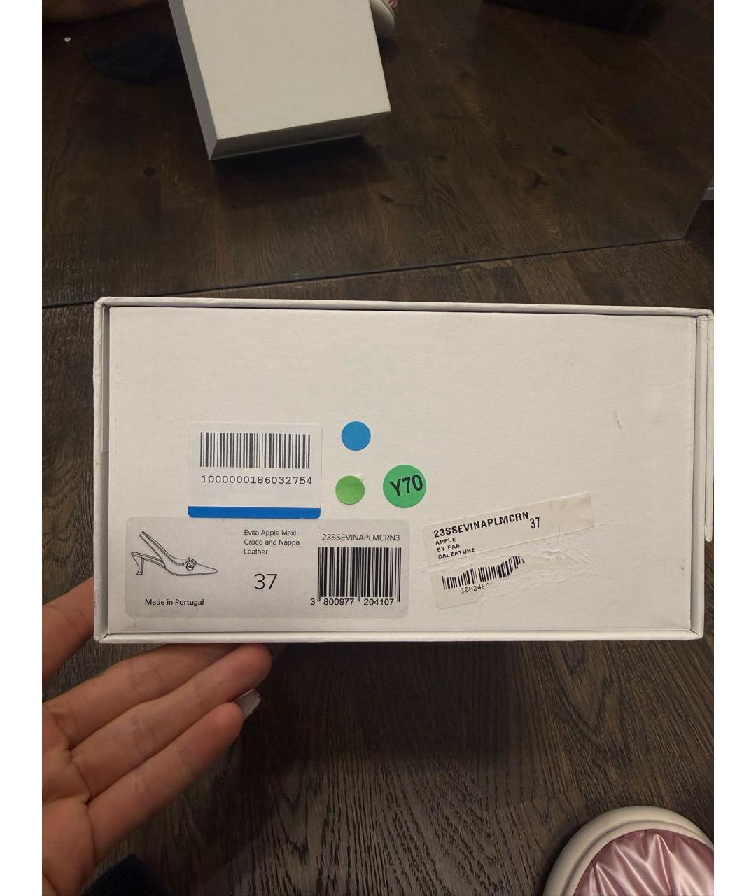 BY FAR Зеленые кожаные лодочки на низком каблуке, фото 6