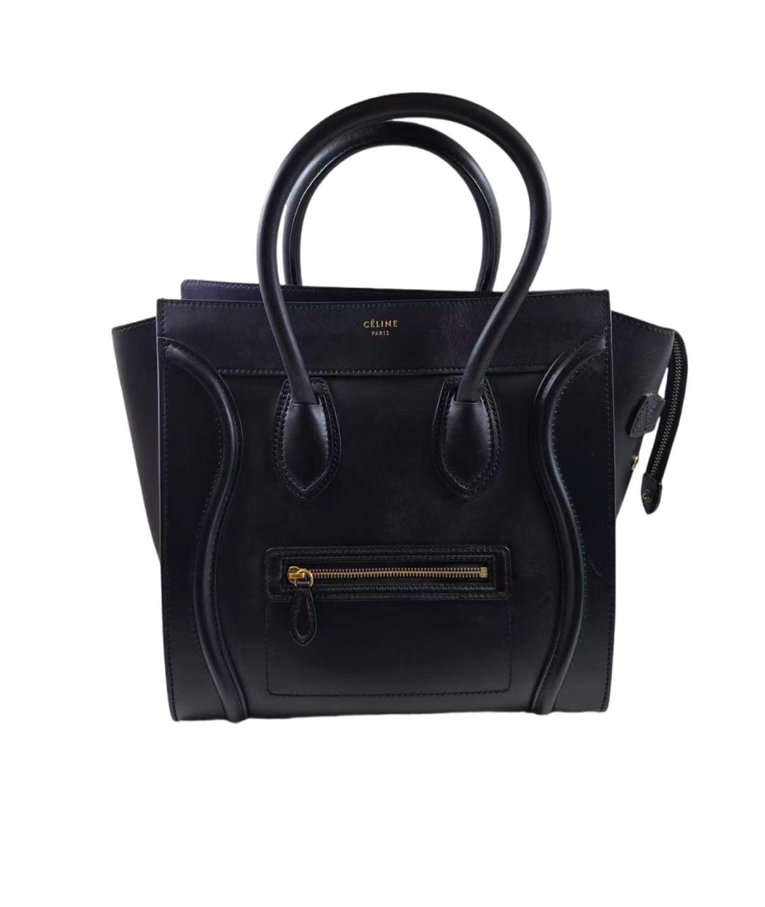 CELINE Черная кожаная сумка тоут, фото 6