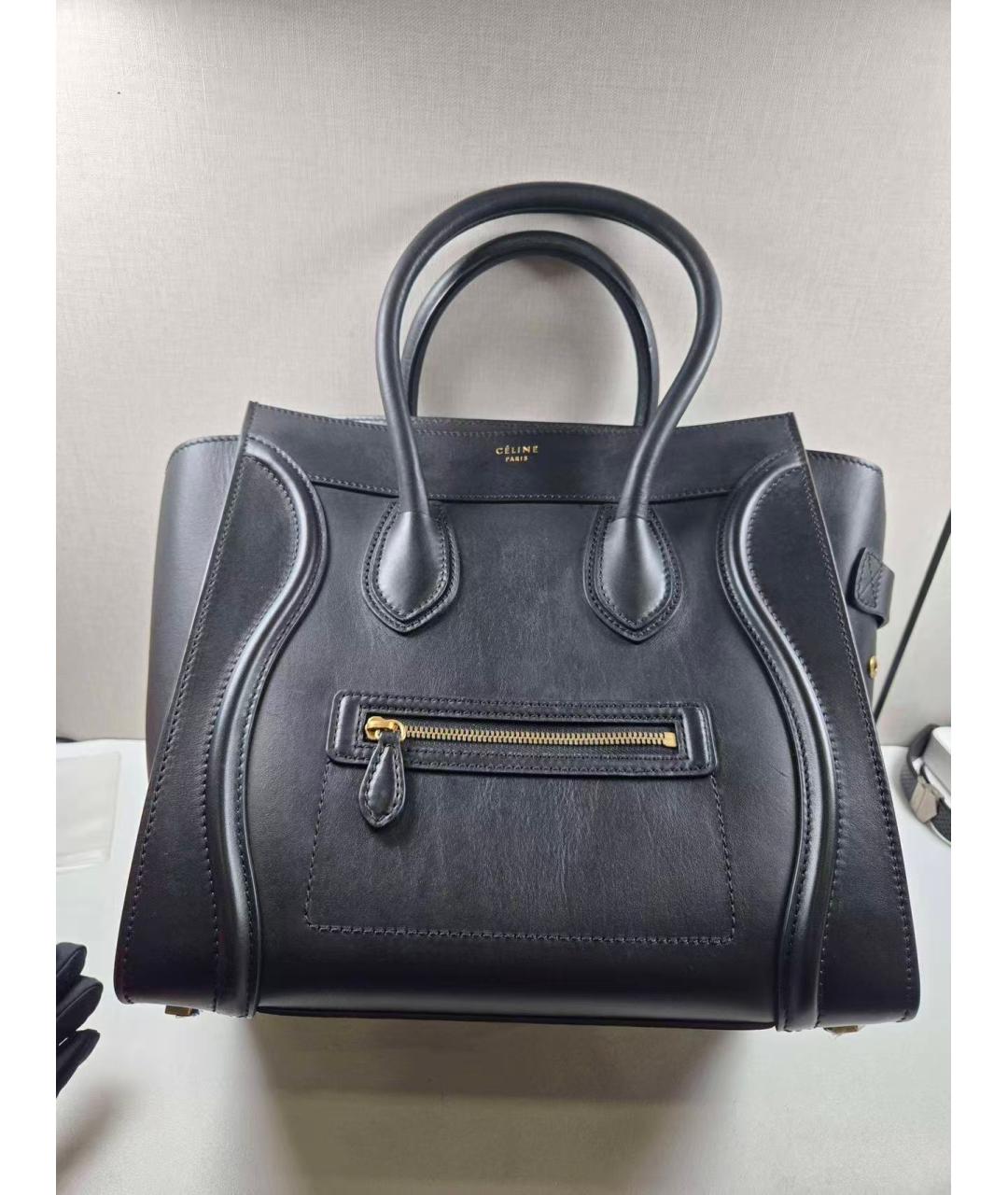 CELINE Черная кожаная сумка тоут, фото 3