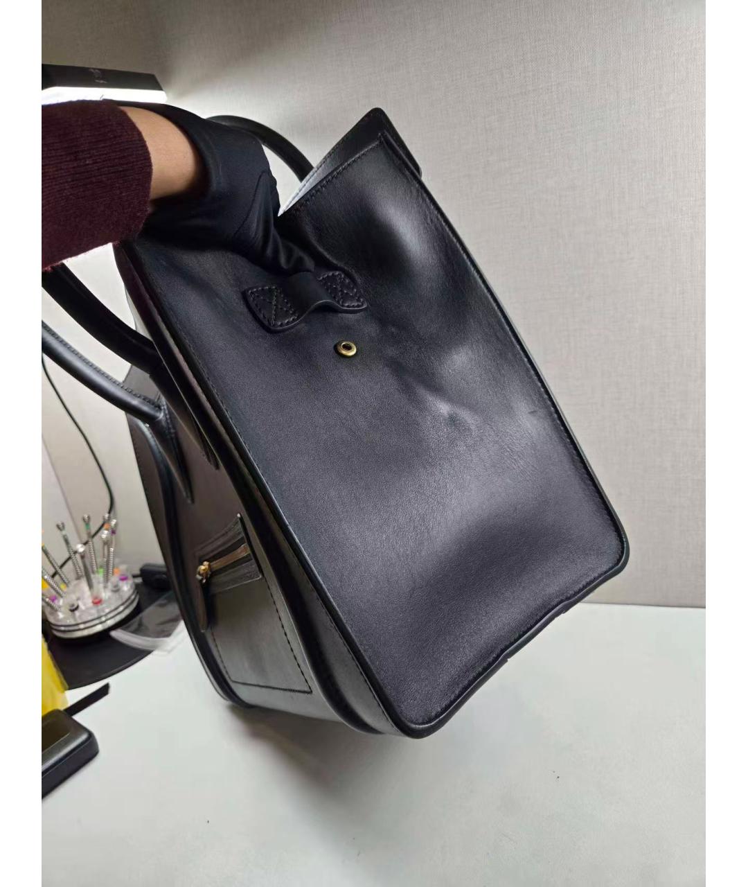 CELINE Черная кожаная сумка тоут, фото 4