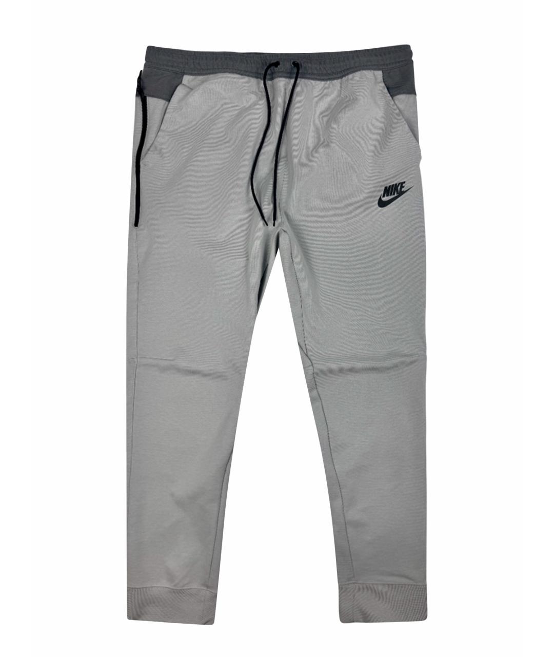 NIKE Серые хлопковые повседневные брюки, фото 1