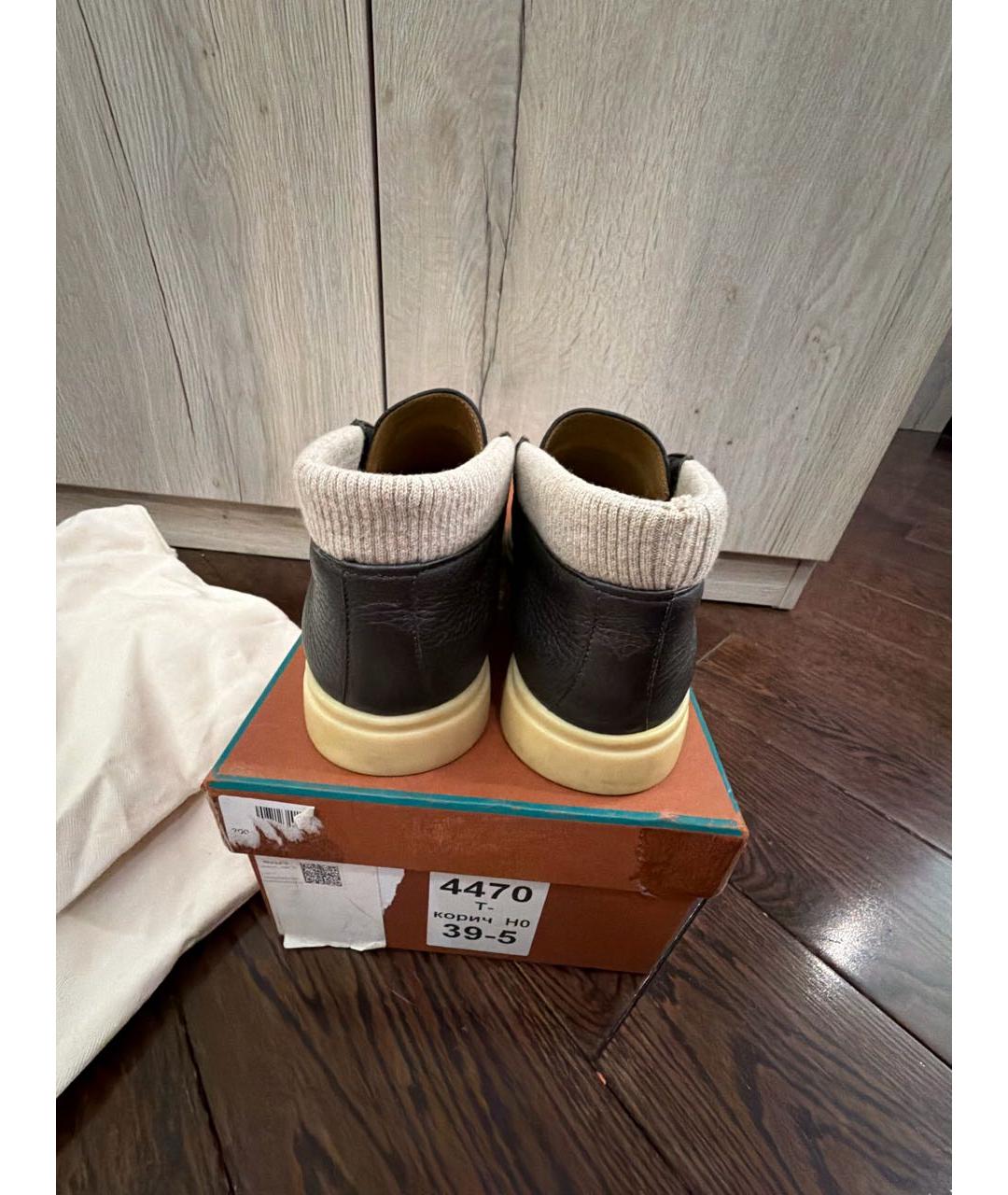 LORO PIANA Коричневые кожаные лоферы, фото 4