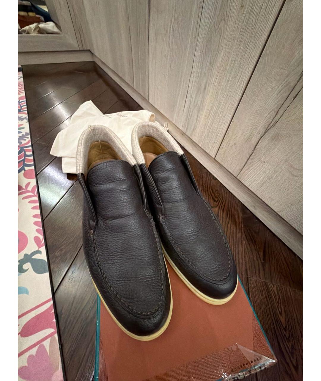 LORO PIANA Коричневые кожаные лоферы, фото 7