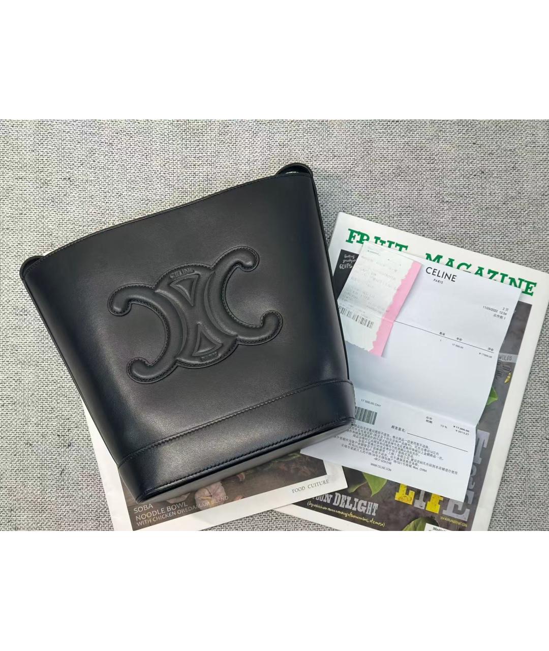 CELINE Черная кожаная сумка через плечо, фото 3