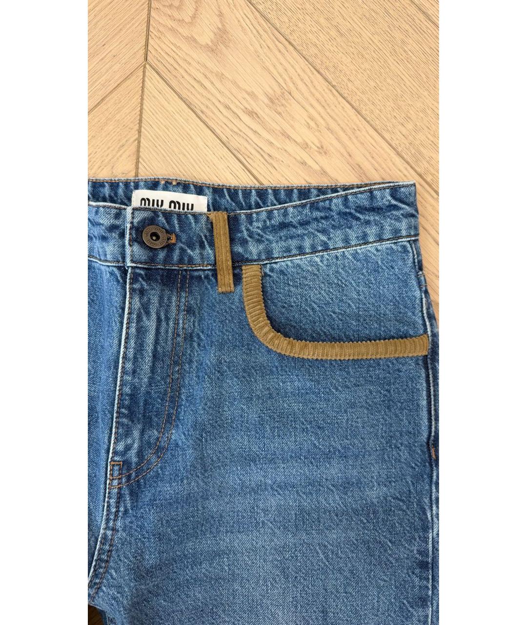 MIU MIU Синие хлопковые прямые джинсы, фото 7