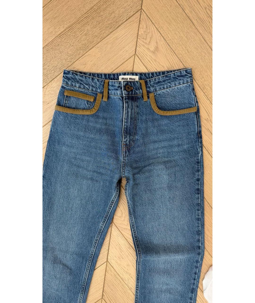 MIU MIU Синие хлопковые прямые джинсы, фото 1