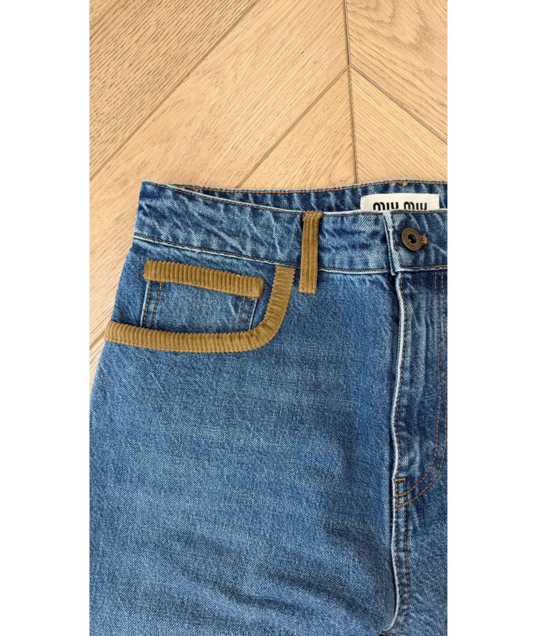 MIU MIU Синие хлопковые прямые джинсы, фото 6