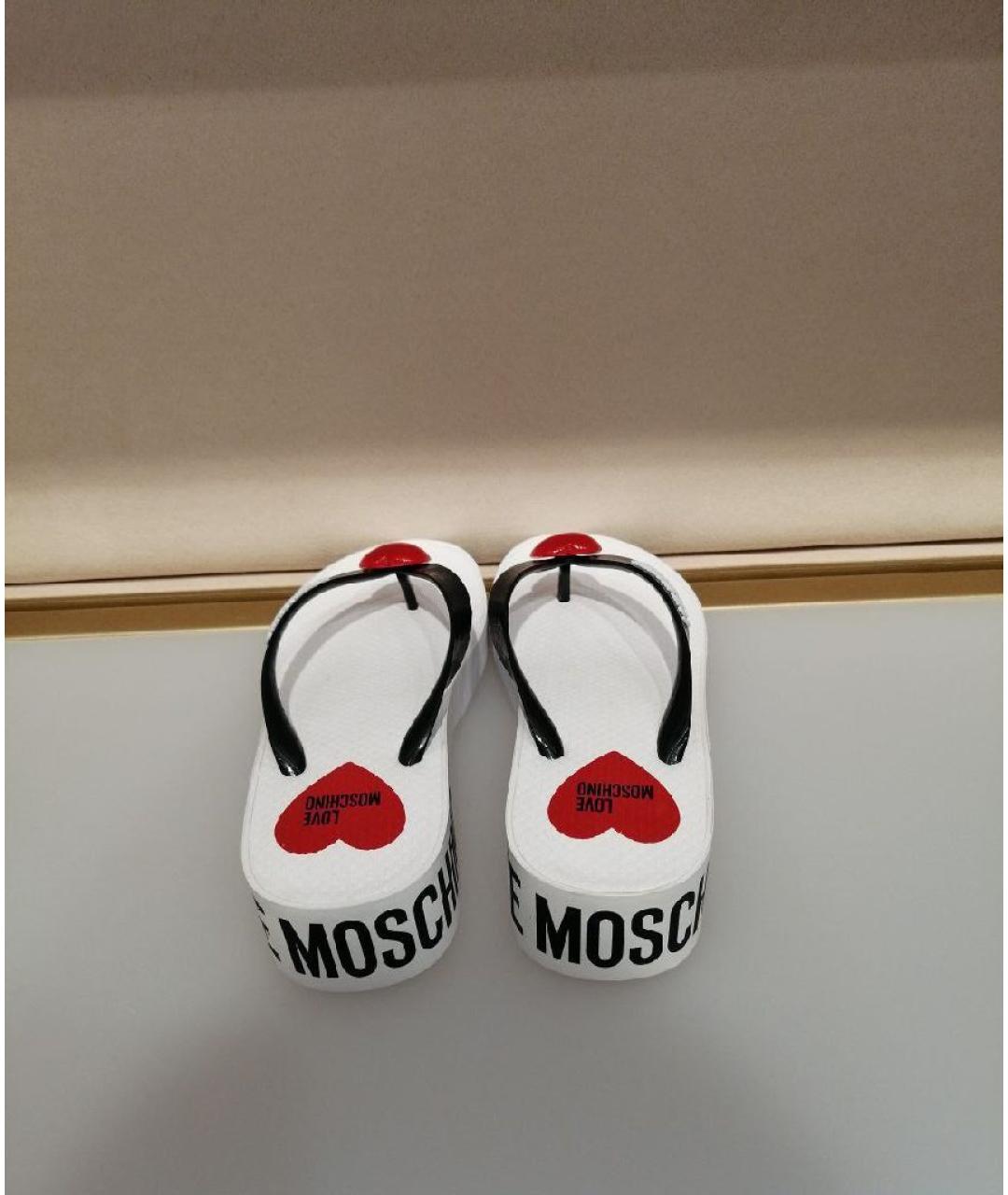 LOVE MOSCHINO Белые шлепанцы, фото 3