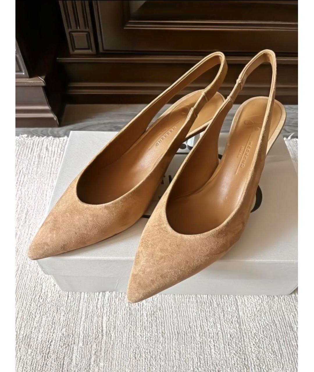 WEEKEND MAX MARA Горчичные замшевые туфли, фото 3