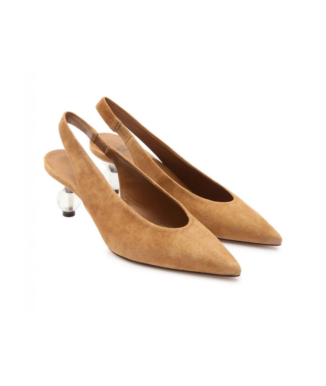 WEEKEND MAX MARA Горчичные замшевые туфли, фото 2