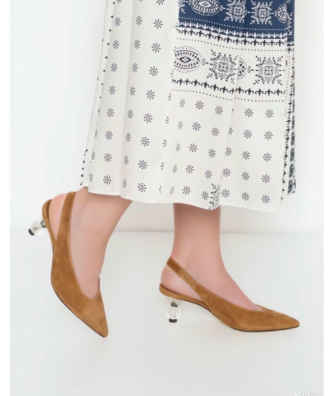 WEEKEND MAX MARA Горчичные замшевые туфли, фото 7