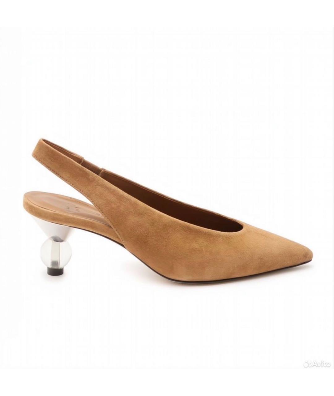 WEEKEND MAX MARA Горчичные замшевые туфли, фото 9