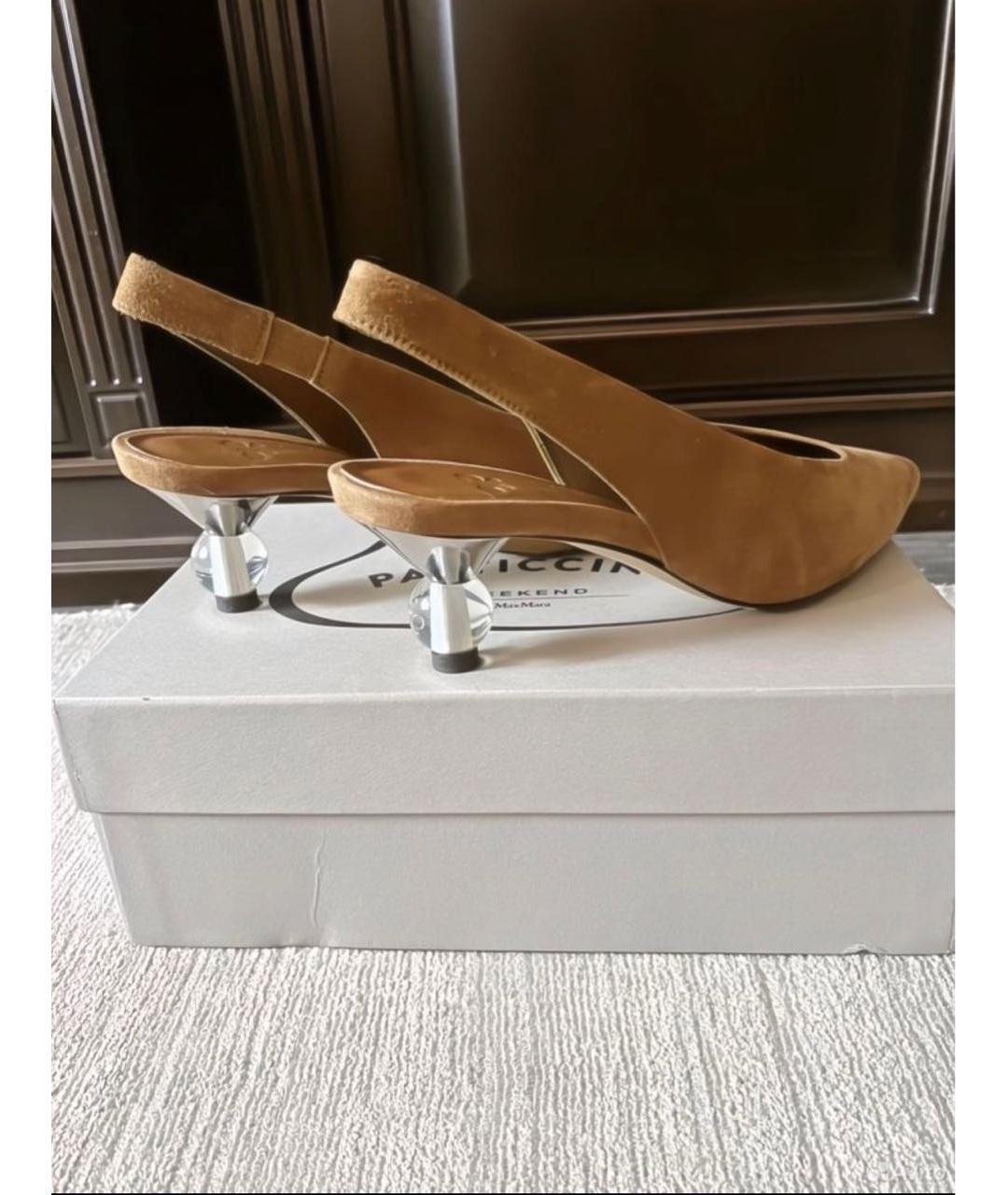 WEEKEND MAX MARA Горчичные замшевые туфли, фото 6