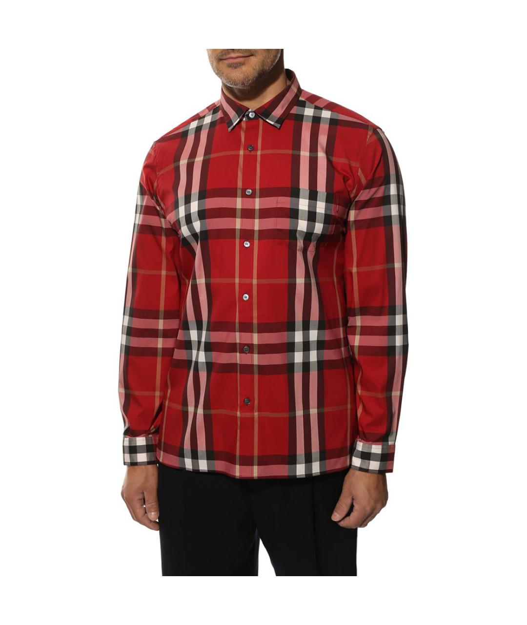BURBERRY Красная хлопковая кэжуал рубашка, фото 2