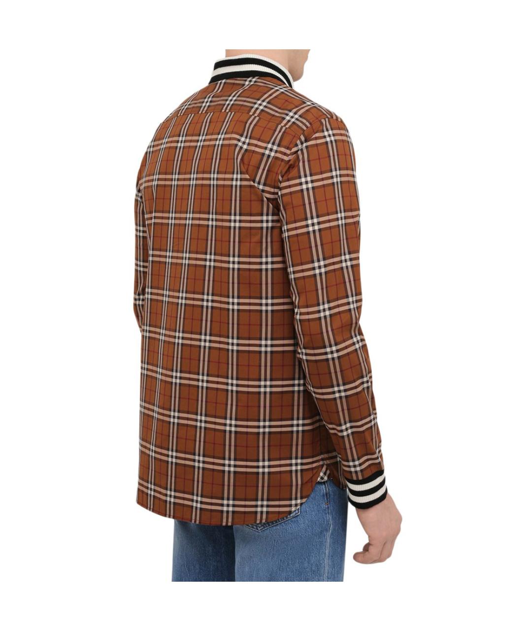 BURBERRY Коричневая хлопковая кэжуал рубашка, фото 3