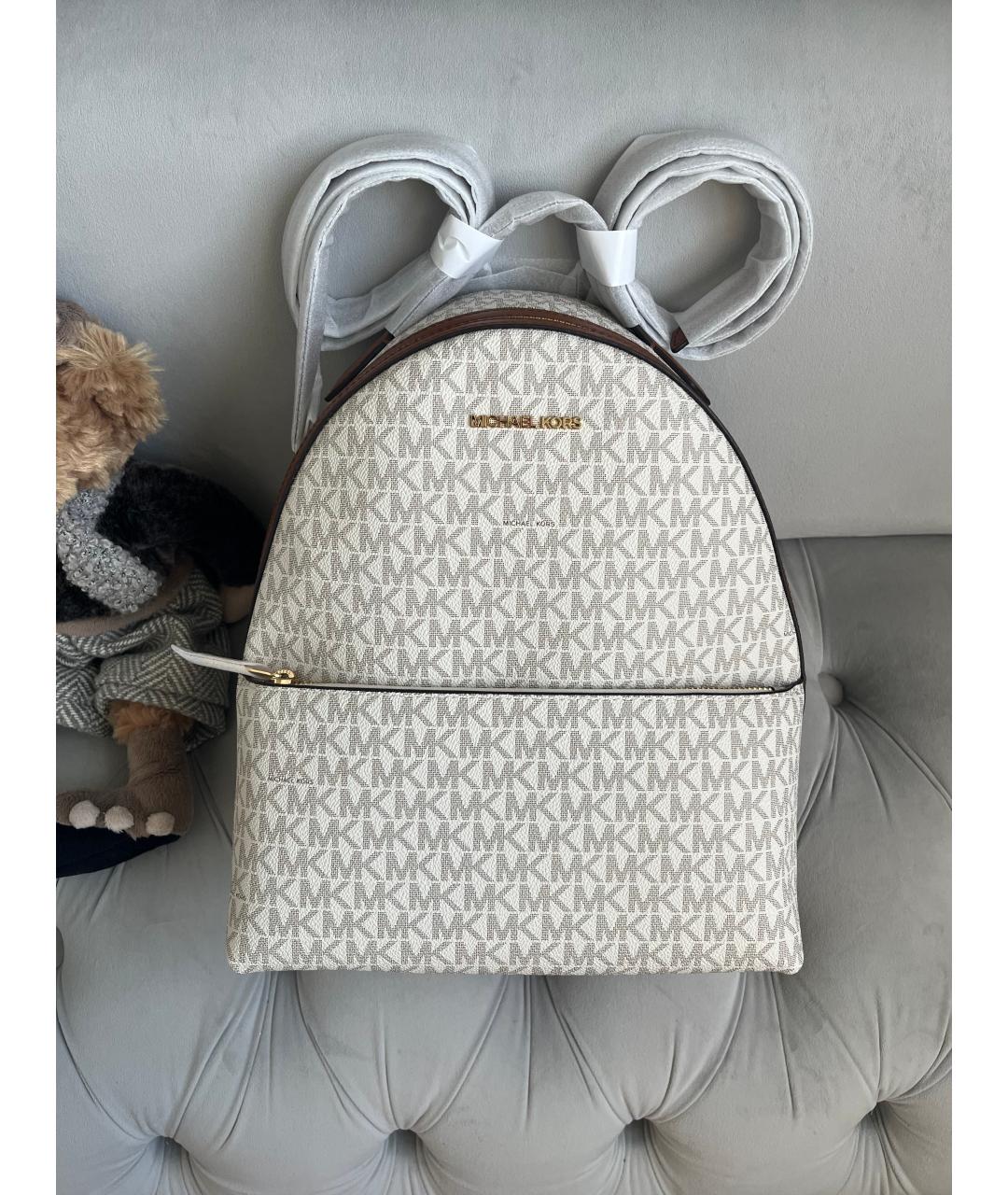 MICHAEL KORS Бежевый кожаный рюкзак, фото 8