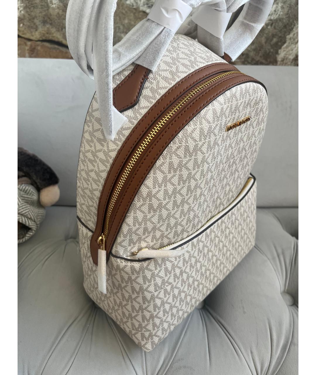 MICHAEL KORS Бежевый кожаный рюкзак, фото 5