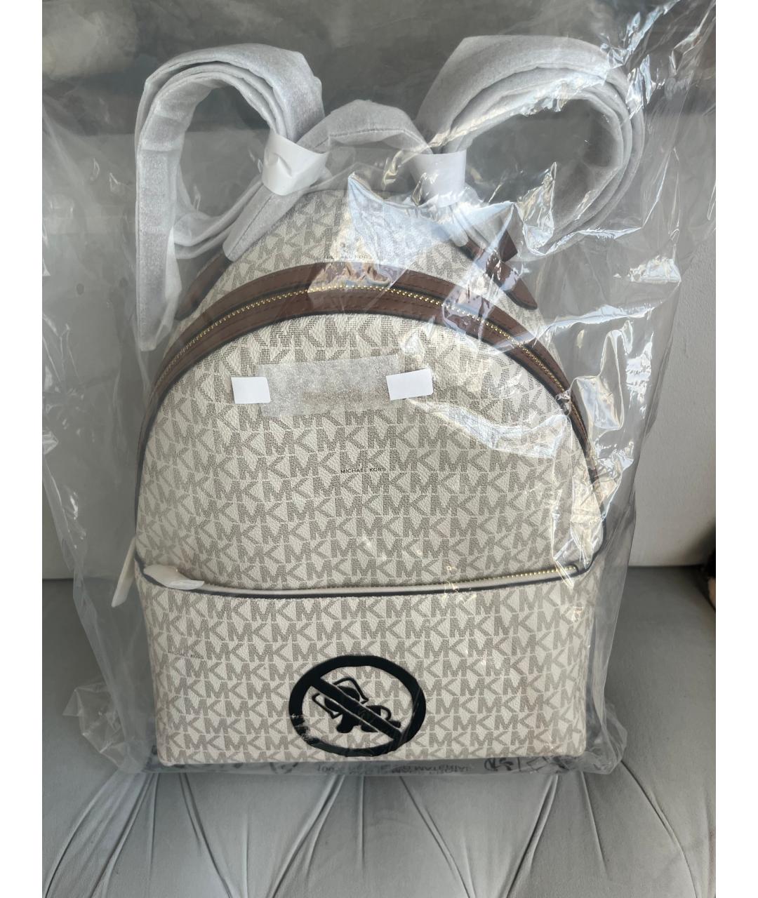 MICHAEL KORS Бежевый кожаный рюкзак, фото 6
