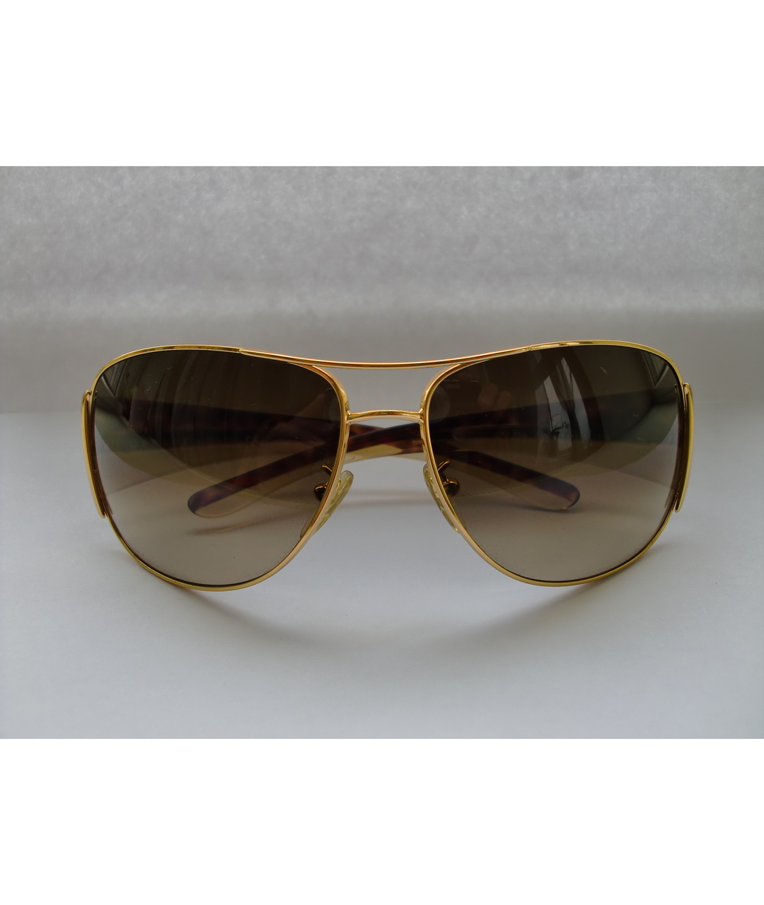 PRADA Золотые металлические солнцезащитные очки, фото 9
