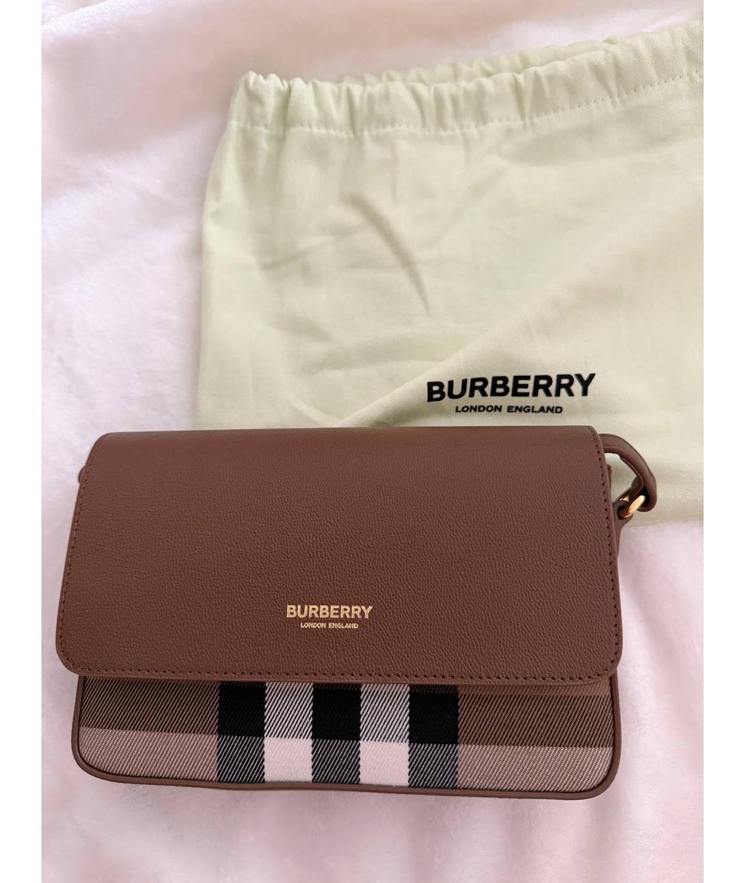 BURBERRY Коричневая кожаная сумка через плечо, фото 9