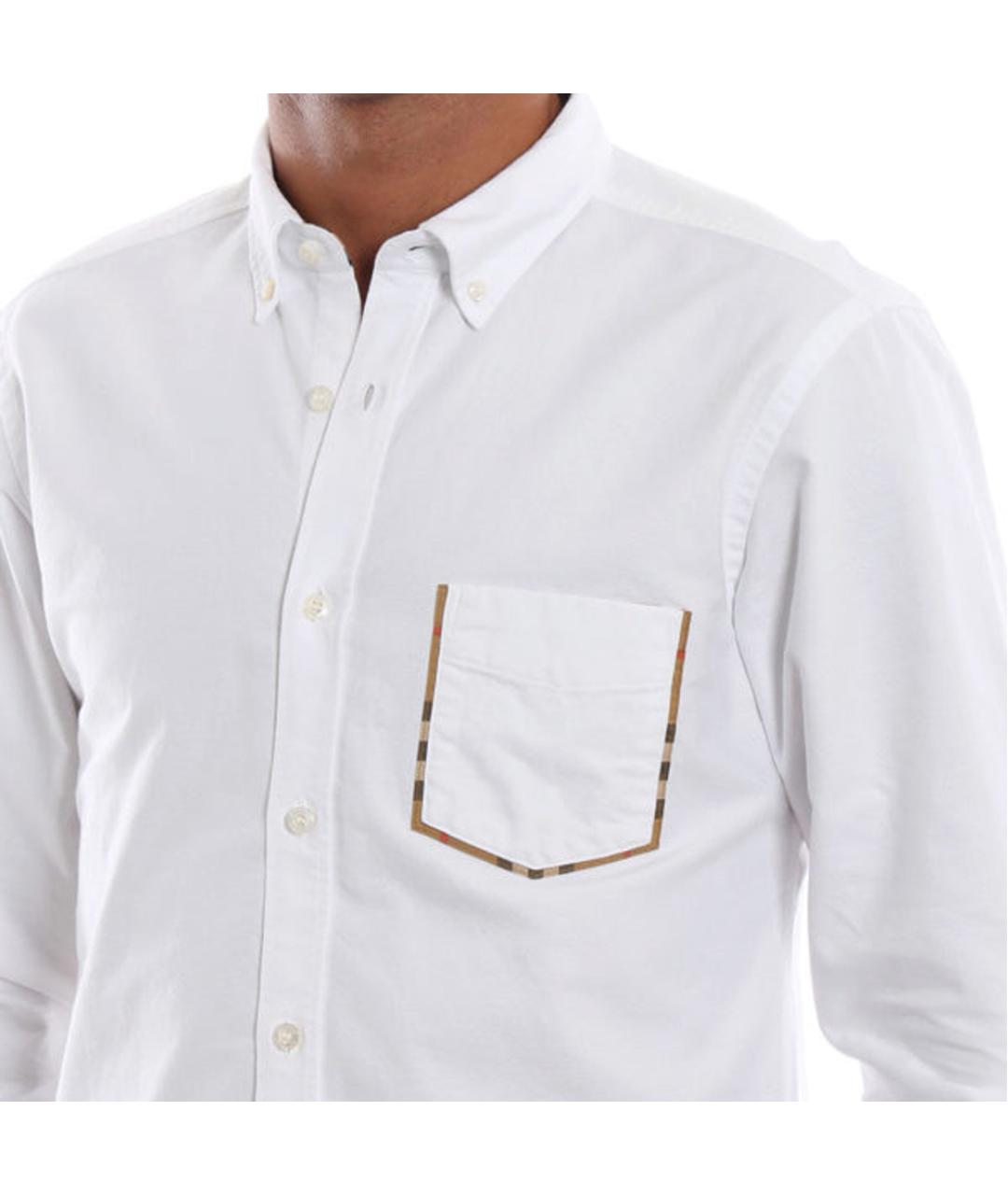 BURBERRY Белая хлопковая классическая рубашка, фото 4