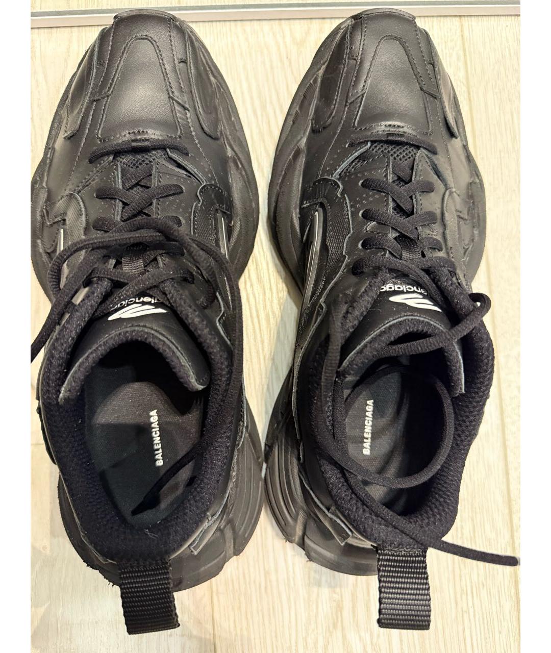 BALENCIAGA Черные кожаные низкие кроссовки / кеды, фото 3