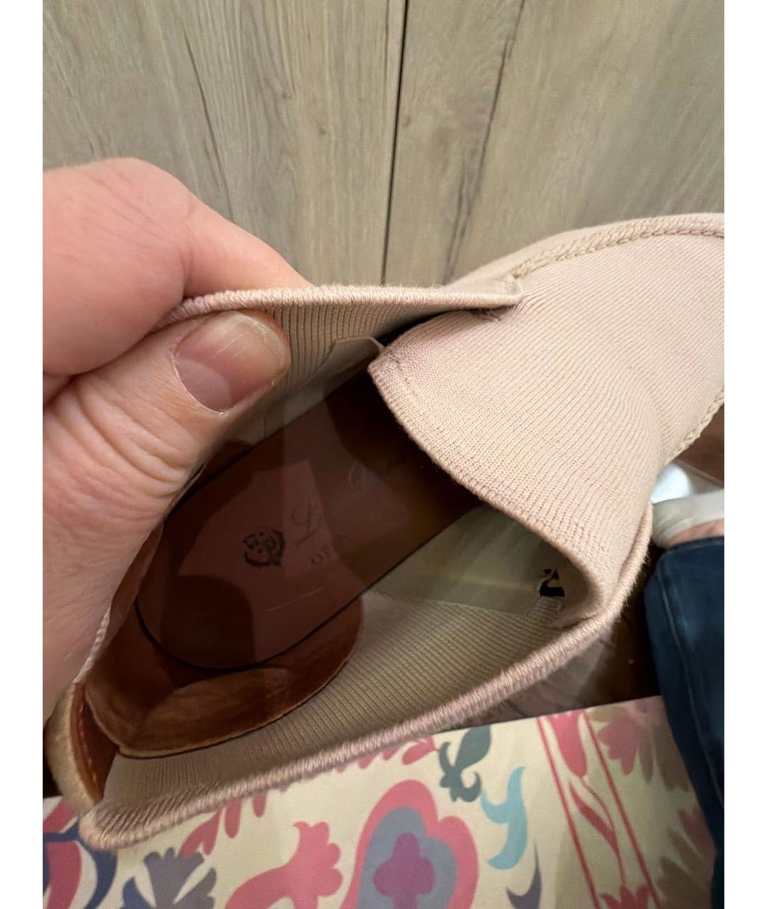 LORO PIANA Розовые текстильные лоферы, фото 5