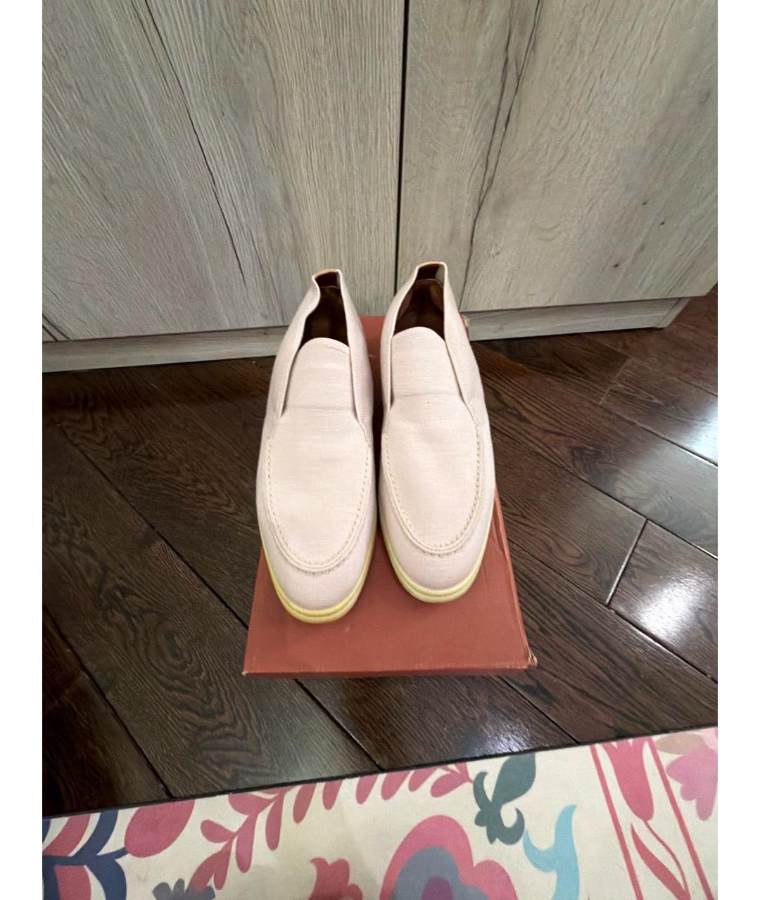 LORO PIANA Розовые текстильные лоферы, фото 2