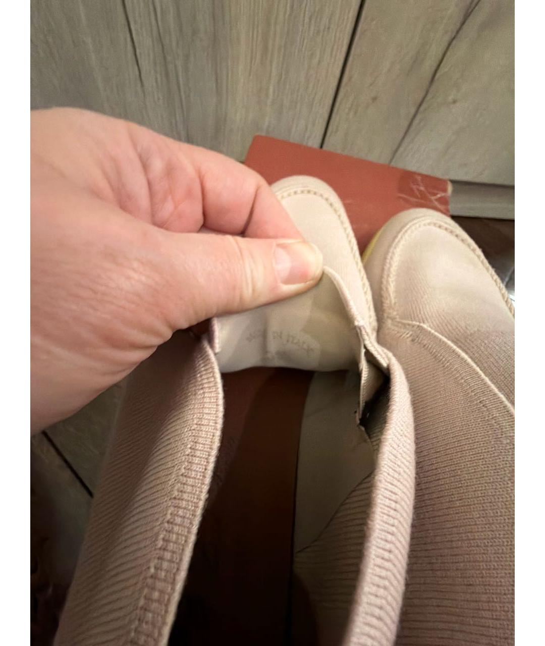 LORO PIANA Розовые текстильные лоферы, фото 6