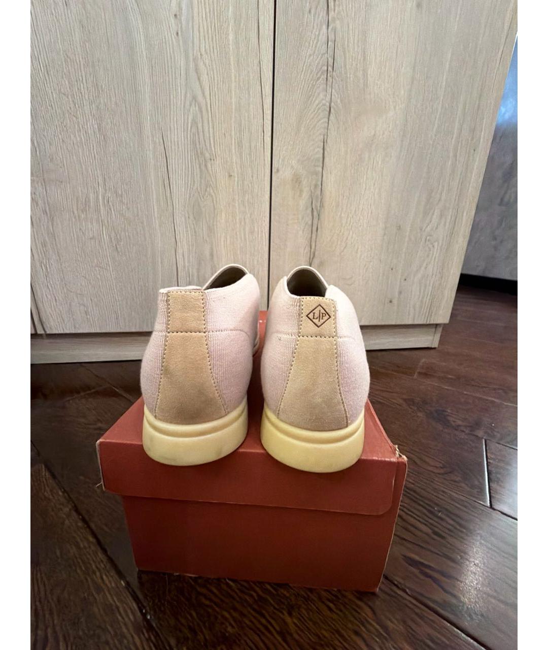 LORO PIANA Розовые текстильные лоферы, фото 4