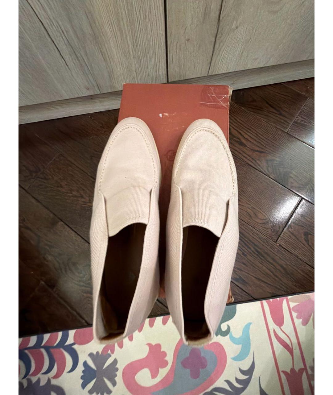 LORO PIANA Розовые текстильные лоферы, фото 3