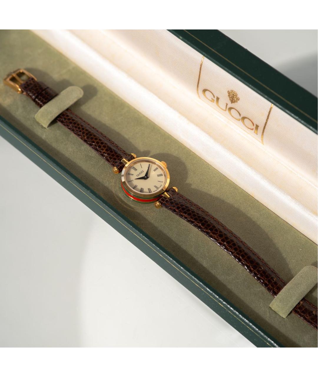 GUCCI Золотые кожаные часы, фото 4