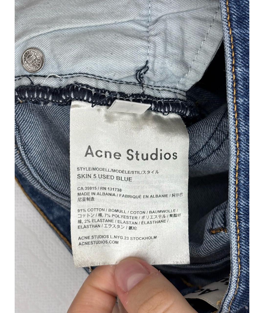 ACNE STUDIOS Голубые хлопко-полиэстеровые джинсы слим, фото 5