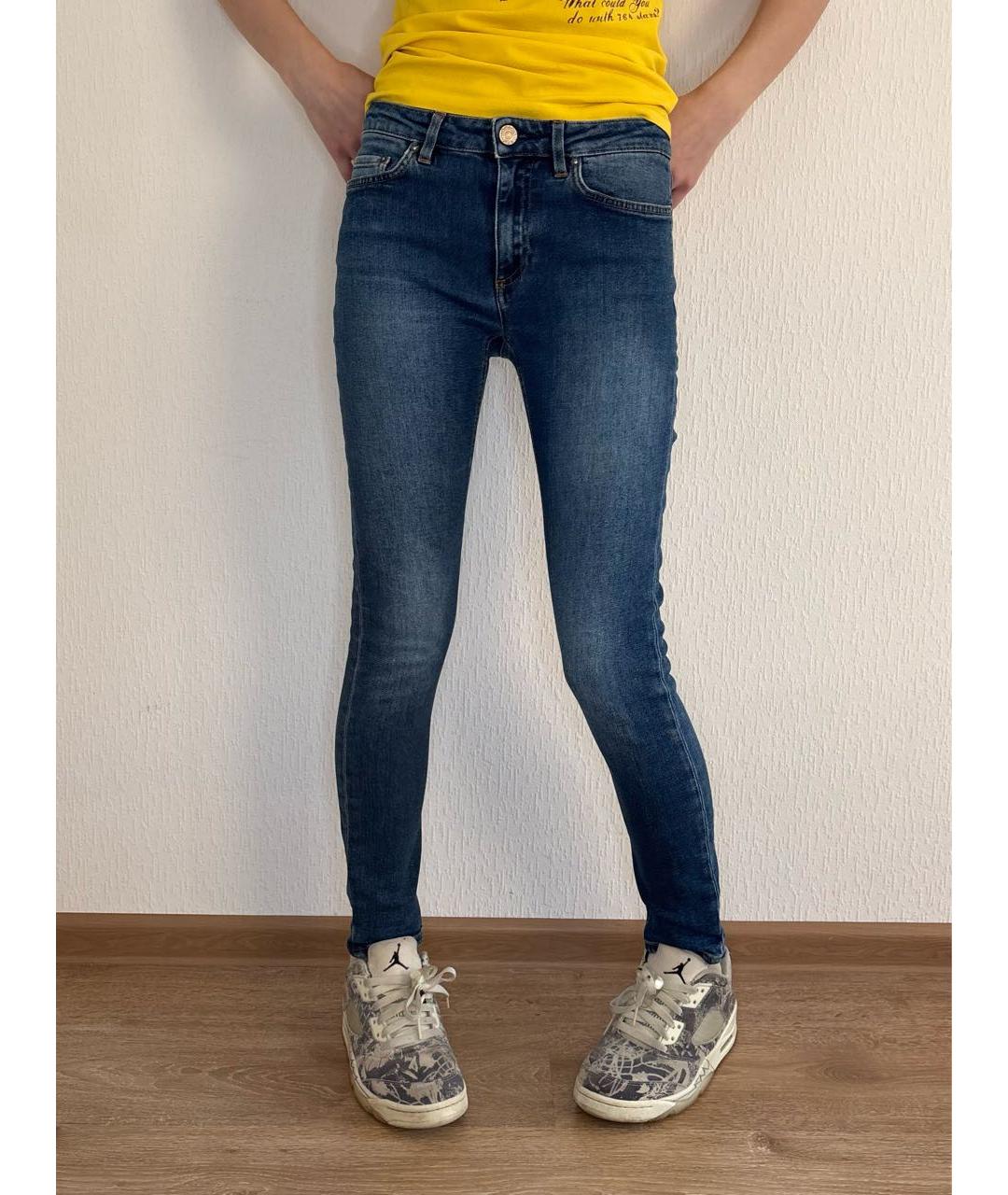 ACNE STUDIOS Голубые хлопко-полиэстеровые джинсы слим, фото 2