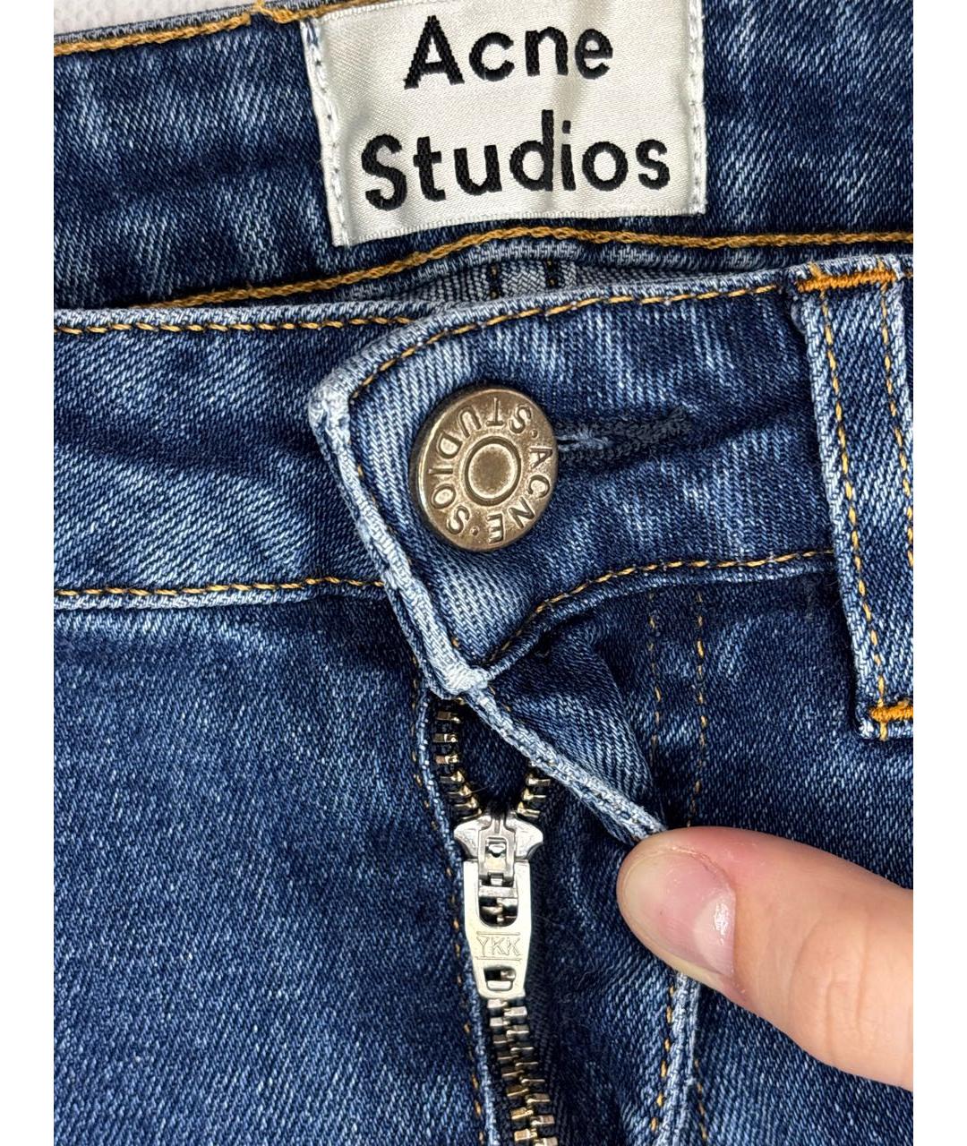 ACNE STUDIOS Голубые хлопко-полиэстеровые джинсы слим, фото 4