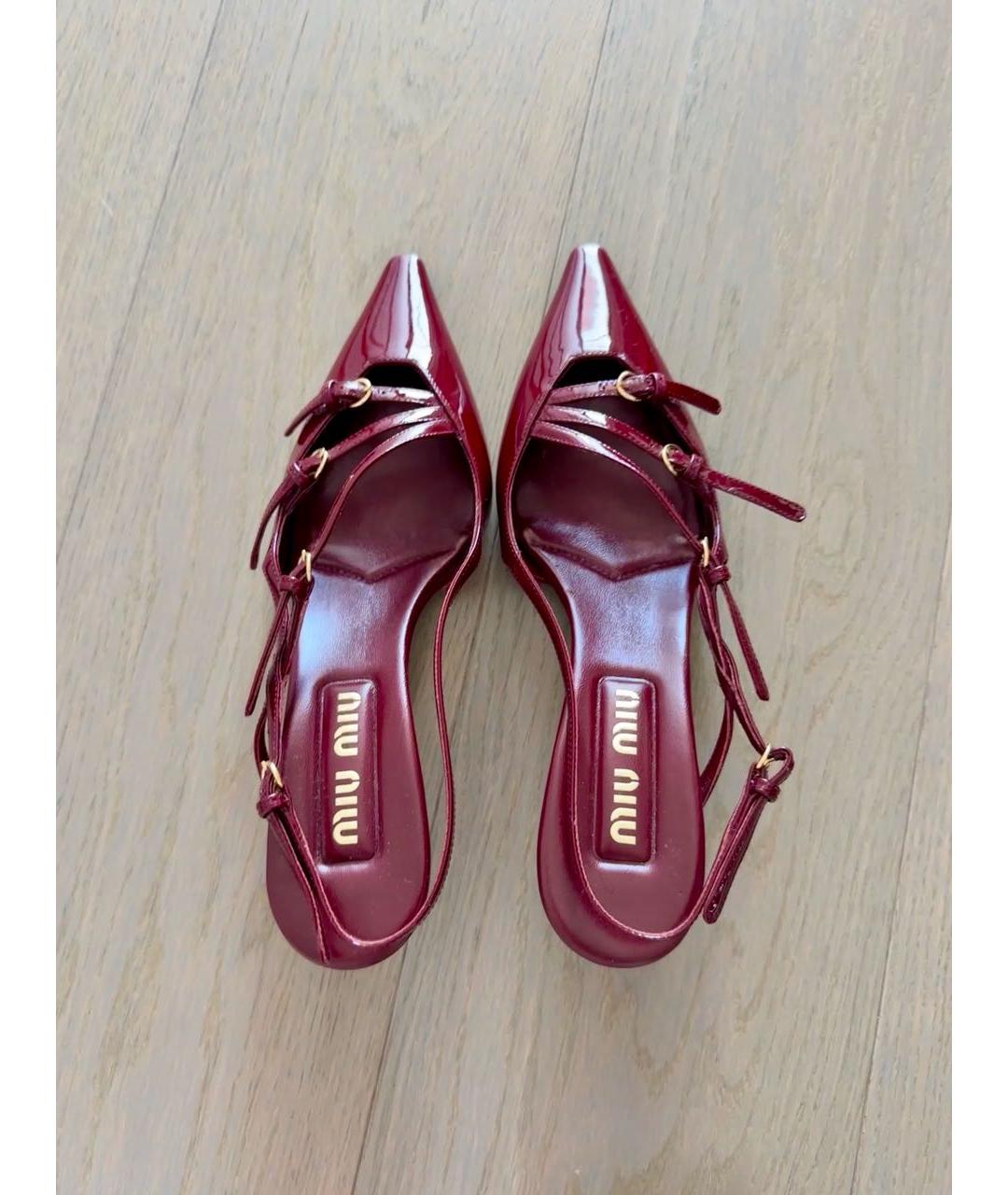 MIU MIU Бордовые кожаные туфли, фото 3