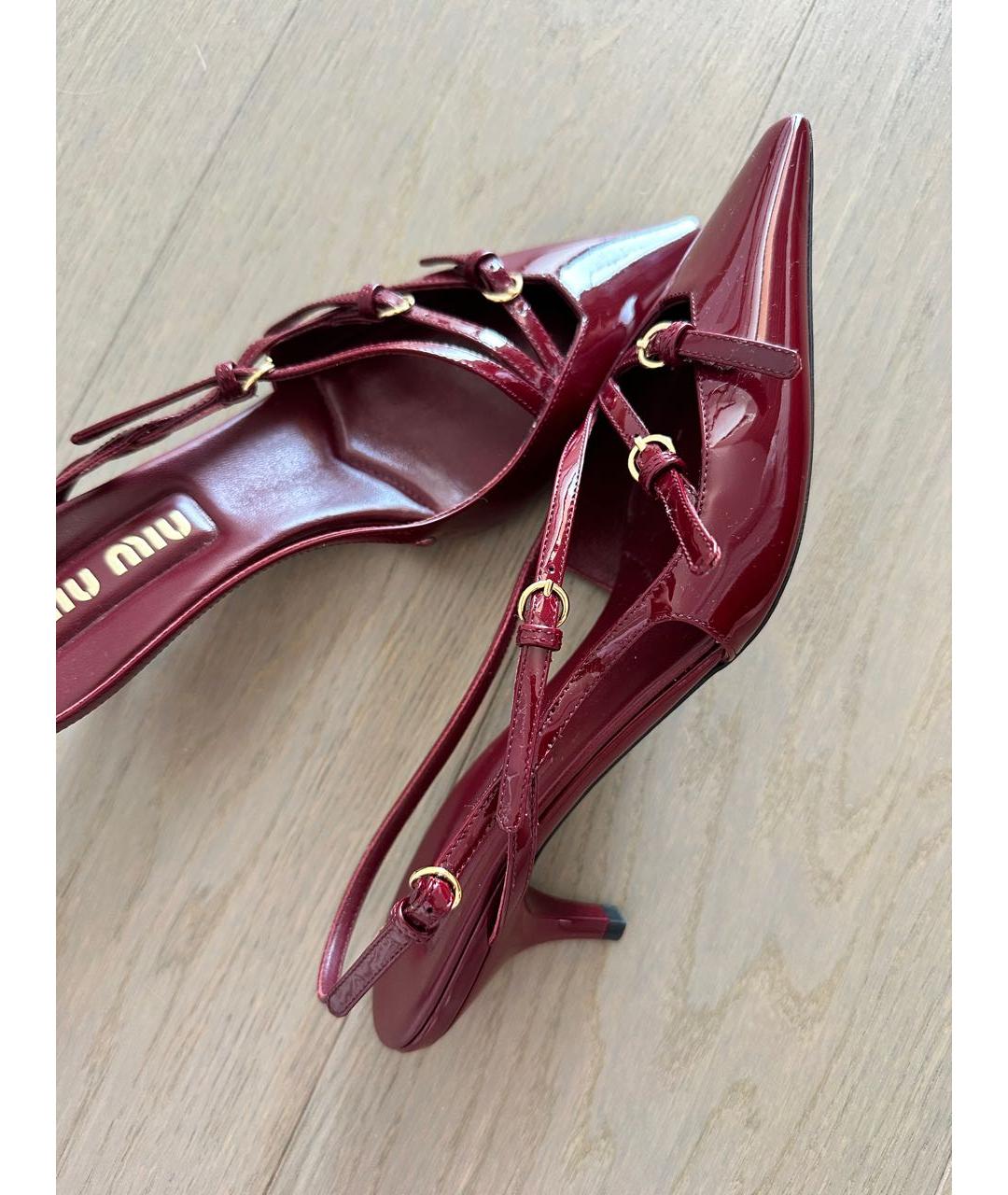 MIU MIU Бордовые кожаные туфли, фото 4