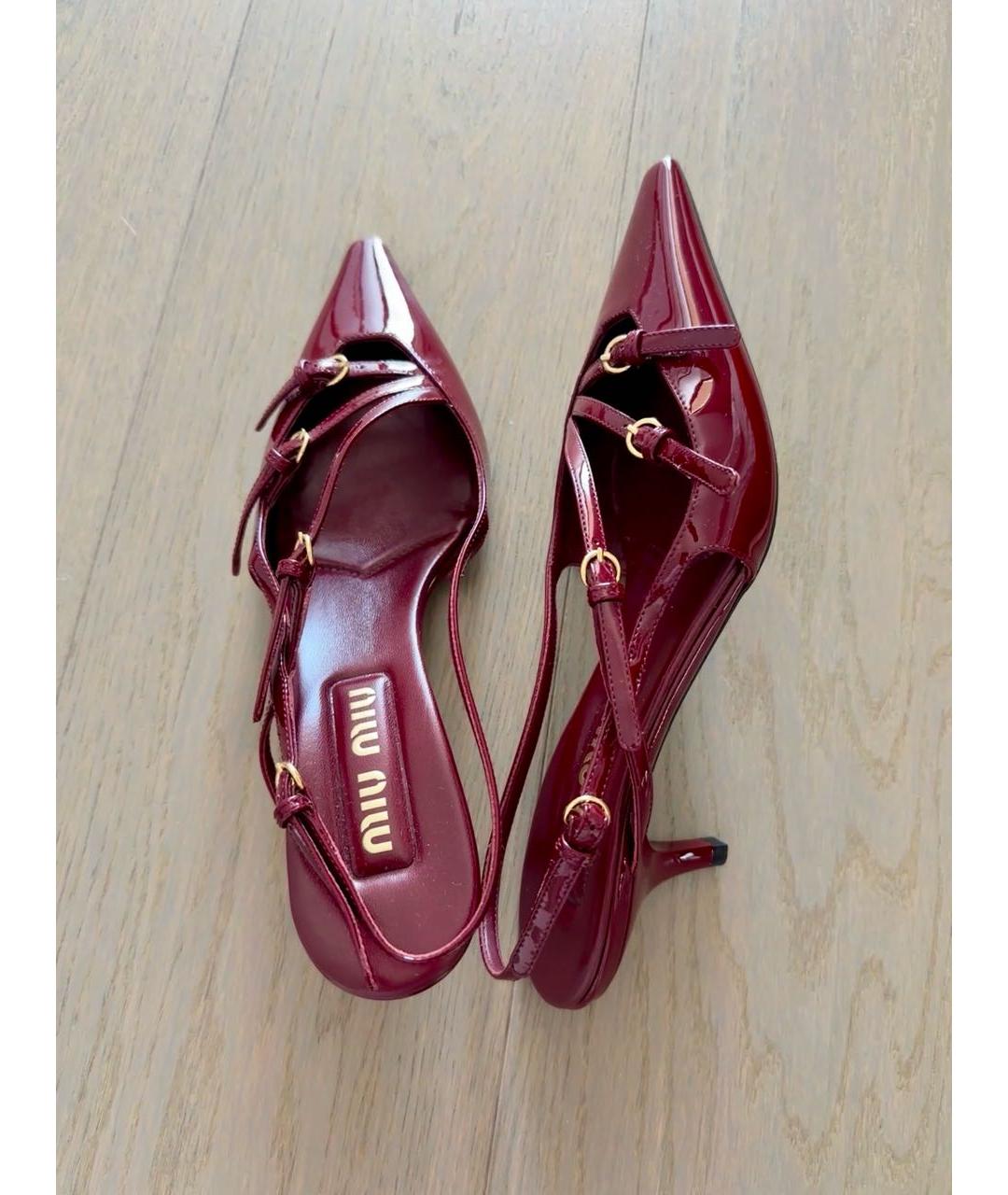 MIU MIU Бордовые кожаные туфли, фото 7