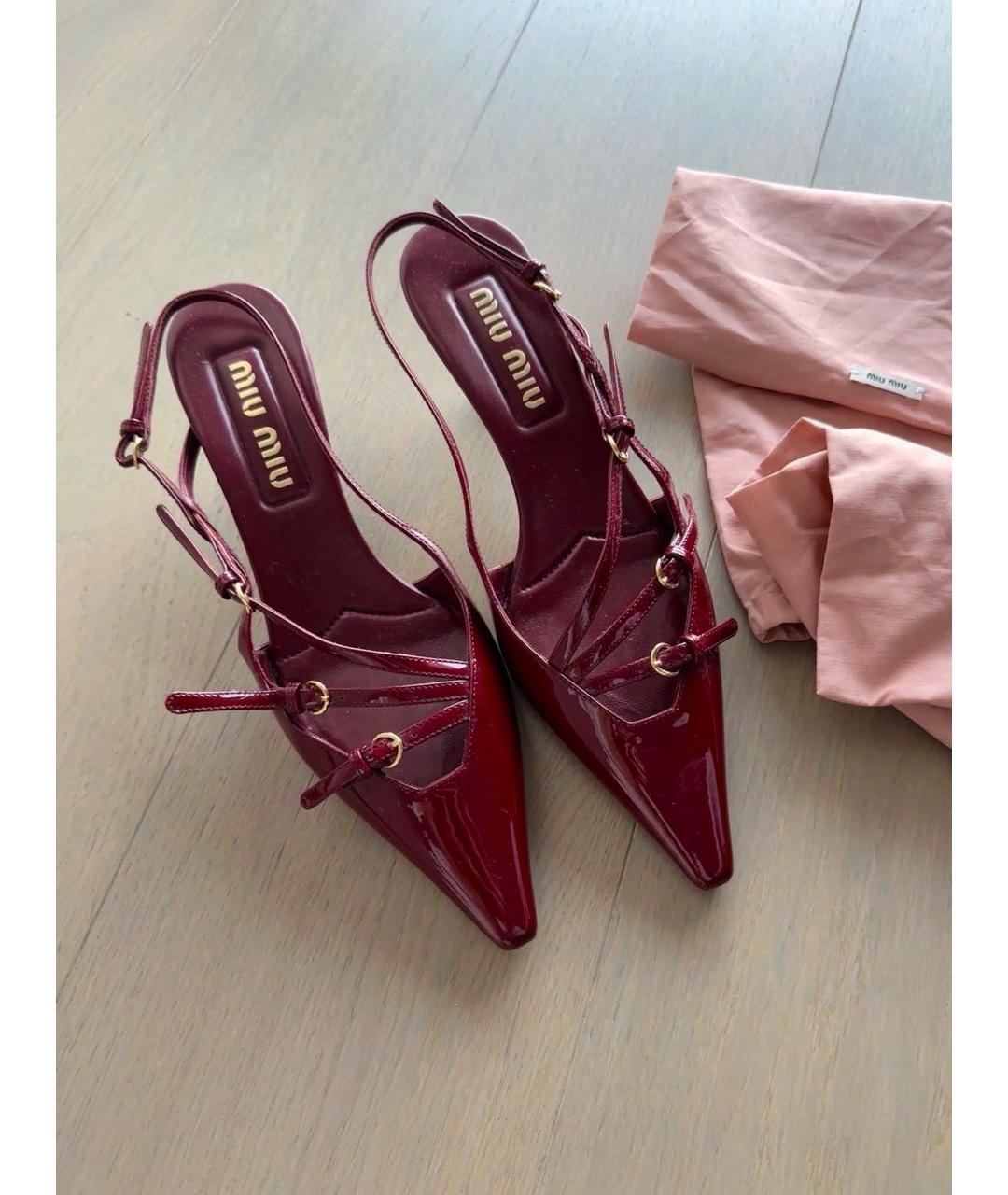 MIU MIU Бордовые кожаные туфли, фото 2