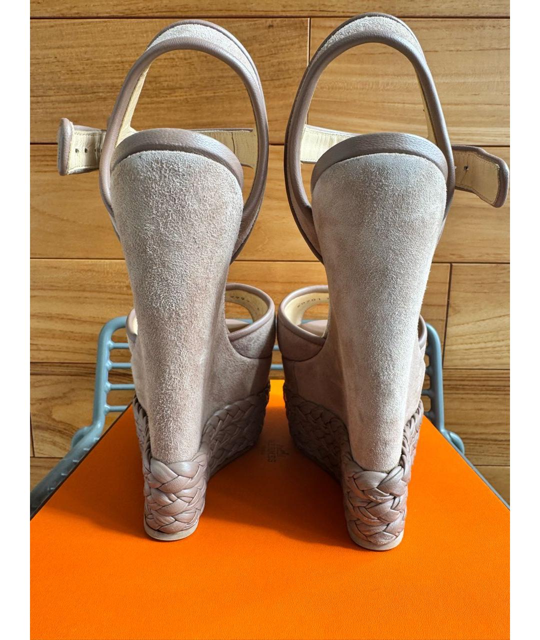 GIUSEPPE ZANOTTI DESIGN Бежевые замшевые босоножки, фото 4